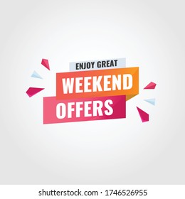 Enjoy great weekend offer banner template. Weekend offer banner vector. Weekend offer title template banner.