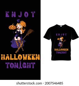 "ENJOY HALLOWEEN TONIGHT" T-SHIRT FOR GIRLS AND KIDS