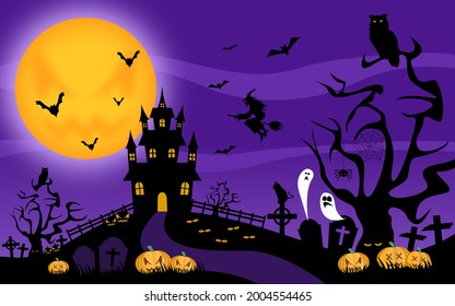 Enjoy Halloween with witches, pumpkin devils, cats, haunted houses, bats, owls, graves, spiders, demon trees, ghosts, crosses and more.