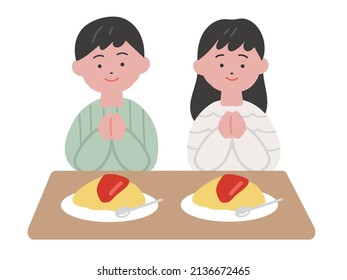 I'll enjoy having this 
Image illustration of boys and girls (omelet rice)