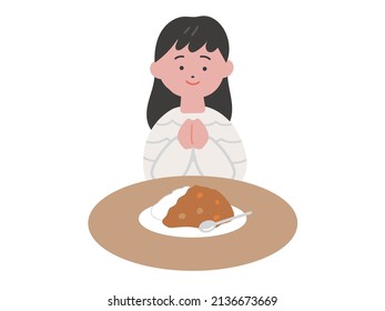 I'll enjoy having this 
Image illustration of a girl (curry rice)