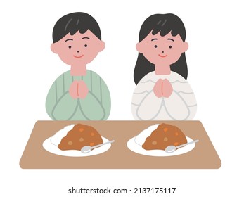 I'll enjoy having this 
Image illustration of boys and girls (curry rice)