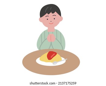 I'll enjoy having this 
Image illustration of a boy (omelet rice)