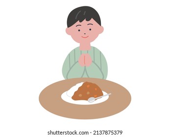 I'll enjoy having this 
Image illustration of a boy (curry rice)