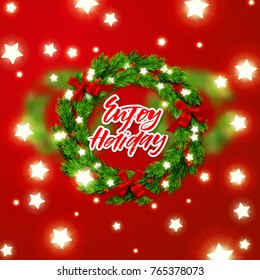enjoy the holiday - Christmas greeting card. Happy new year. Xmas vector background. Hand drawn calligraphy. concept handwritten