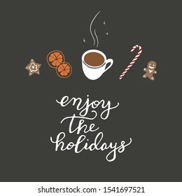 Enjoy the Holidays Vector Cards. Abstract Christmas Print.