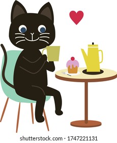 Enjoy at home cafe with a cup cake and coffee