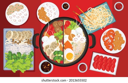 Enjoy Hot Pot Illustration Vector 