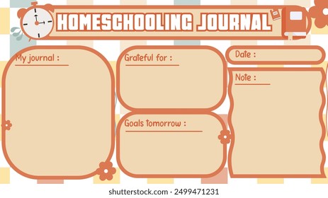 Disfruta del proceso de aprendizaje independiente en estilo retro. Homeschooling Journal Retro: un lugar para registrar aventuras de conocimiento atemporales.