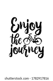 Enjoy the journey lettering with bicycle