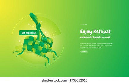 Enjoy ketupat or called diamond-shaped rice to celebrate of Eid Mubarak