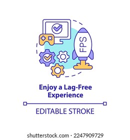 Enjoy lag-free experience concept icon. Gaming without bugs. Digital platform speed abstract idea thin line illustration. Isolated outline drawing. Editable stroke. Arial, Myriad Pro-Bold fonts used