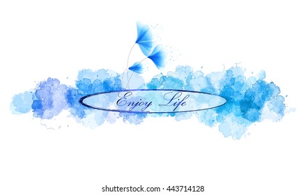 Enjoy Life - blue vector   watercolor  template  svg