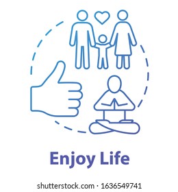 Enjoy life concept icon. Stay in good condition. Happy being. Ability to love and relax. Live full life idea thin line illustration. Vector isolated outline RGB color drawing