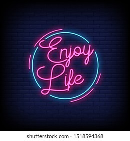 Enjoy Life neon signs style text vector