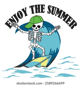 ENJOY LIFE SUMMER BOARD WAVE  SKULL HEAD GRAPHİC