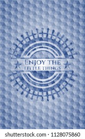 Enjoy the little things blue polygonal badge.