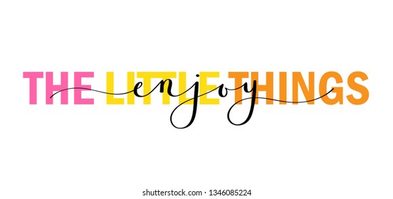 ENJOY THE LITTLE THINGS colorful typography banner