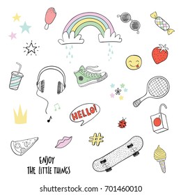 Enjoy the little things. Design elements set. Isolated vector illustration