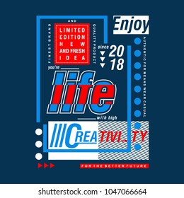 enjoy live typography tee shirt design graphic, vector illustration artistic good looking art