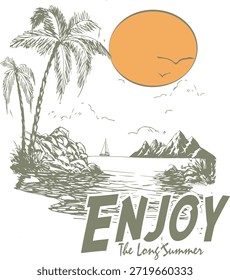 Genießen Sie die lange Sommer-Kunstwerk-Entwicklung für T-Shirt 