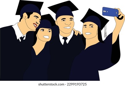 Enjoy and make awesome moments in diversity in college illustrator vector art student