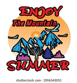 Disfrute del diseño de la camiseta del vecor de verano de montaña