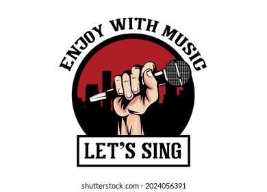 enjoy with music let's sing illustration design