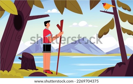 Enjoy nature concept flat style illustration 