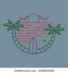 Disfruta de una hermosa vista de la playa con la puesta de sol ilustración vectorial arte diseño de camisetas