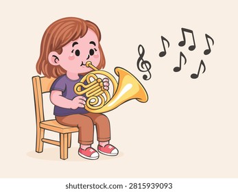 Enjoy our charming illustration featuring a young girl playing the French horn in celebration of Classical Music Month. Let’s celebrate creativity and the love of music!