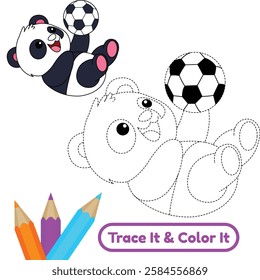 Enjoy panda playing with ball vector coloring pages. These cute panda vector illustrations are perfect for kids, providing fun and creativity through fun and playful designs.