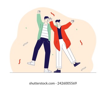 Enjoy the party by dancing freely, happiness vector illustration.