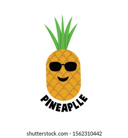 ENJOY PINEAPPLE WITH SUNGLASSES VECTOR ILLUSTRATION.