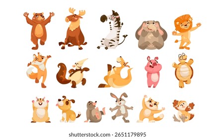 Divirta-se com os animais de animação brincalhões projetados em estilo de arte pixel cativante que traz alegria