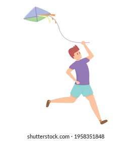 Enjoy playing kite icon. Cartoon of Enjoy playing kite vector icon for web design isolated on white background