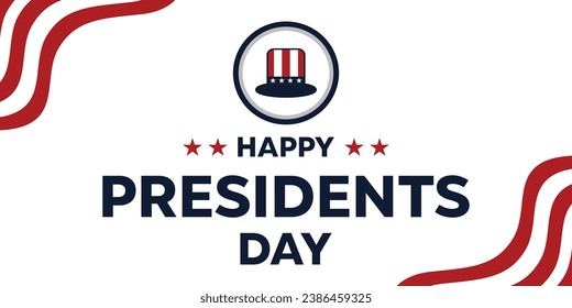 "Enjoy President's Day calligraphy with an illustration of an Uncle Sam hat on a white background. Suitable for backgrounds, banners, cards, posters, and more."