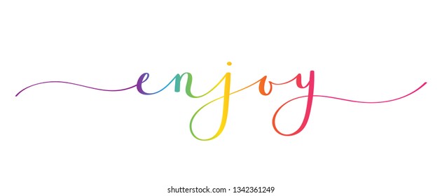 ENJOY rainbow brush calligraphy banner