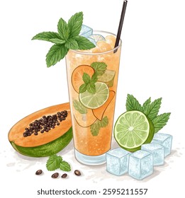 Enjoy a refreshing Papaya Mojito! This tropical drink blends sweet papaya, fresh mint, and zesty lime for a deliciously cool and energizing summer refreshment.