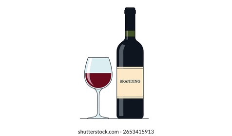 Desfrute de uma noite relaxante com um copo de vinho tinto rico e sua garrafa elegante