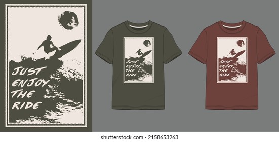 enjoy the ride, surfing vector graphic, t shirt design, men's t shirt with print, summer life