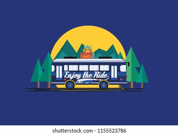 Enjoy the ride tour bus illustration