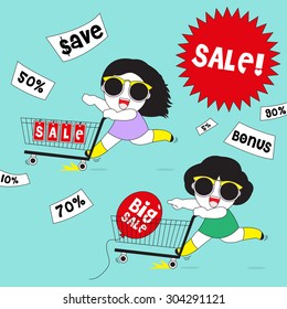 Enjoy Sale Cartoon Character illustration set