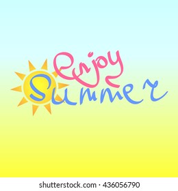 Enjoy Summer, background with colorful text, design template, vector illustration