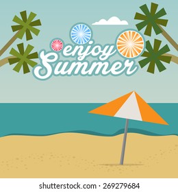 Enjoy Summer background with text.Vector illustration