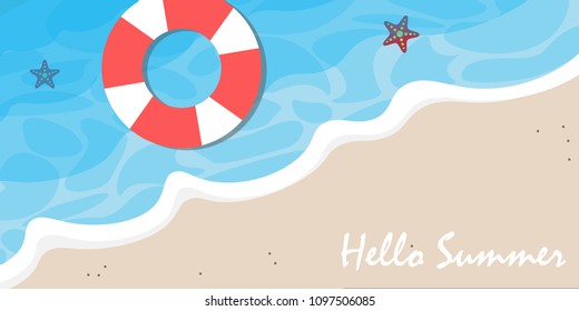 enjoy summer background, top view of beach in summer, holidays concept, vector illustration.