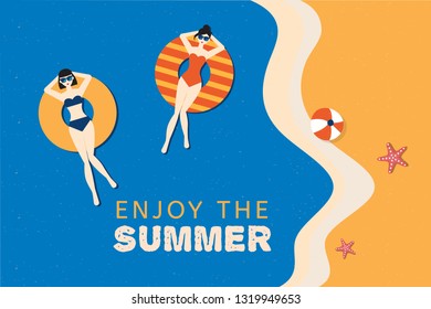 Enjoy the Summer, banner design with vintage colors - Images vectorielles
