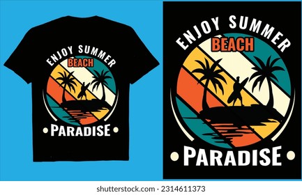 ENJOY SUMMER BEACH PARADISE  Retro vintage Summer unny Beach Quotes Svg, Summer Quotes