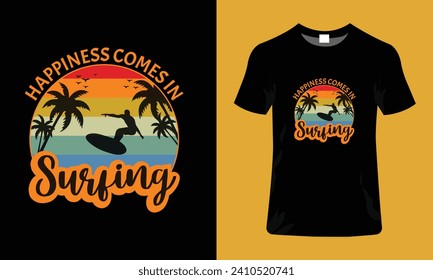 Enjoy the summer beach and surfing vintage tshirt design and vector illustration