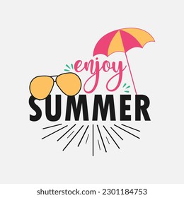 Disfruta el verano. Pincel de ilustración vectorial ilustración de palabras manuscritas aisladas en fondo blanco